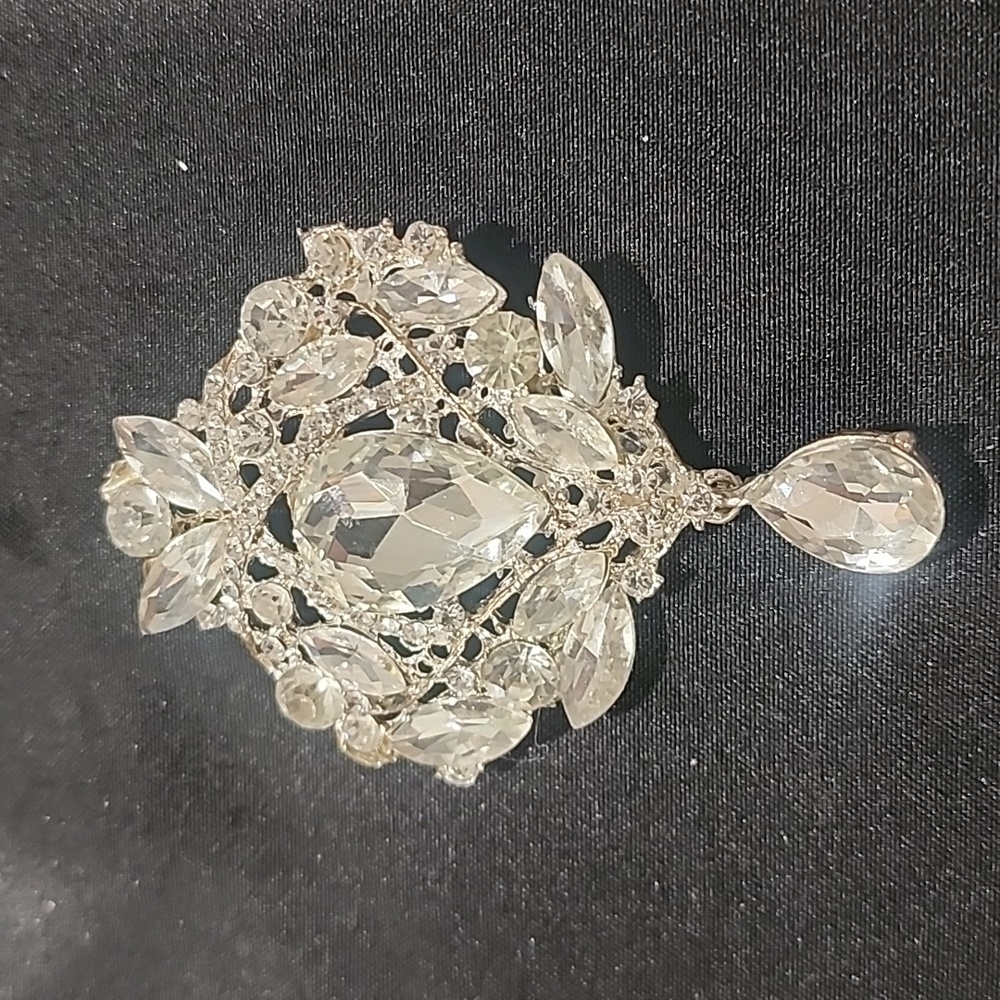 Sparkling Silver Crystal Brooch